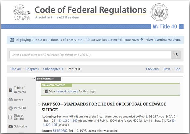 Standards for the use or disposal of sewage sludge